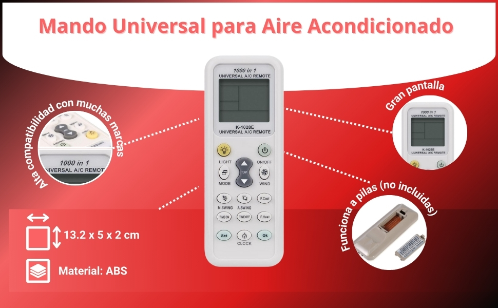 Mando a distancia universal para aire acondicionado 1028E